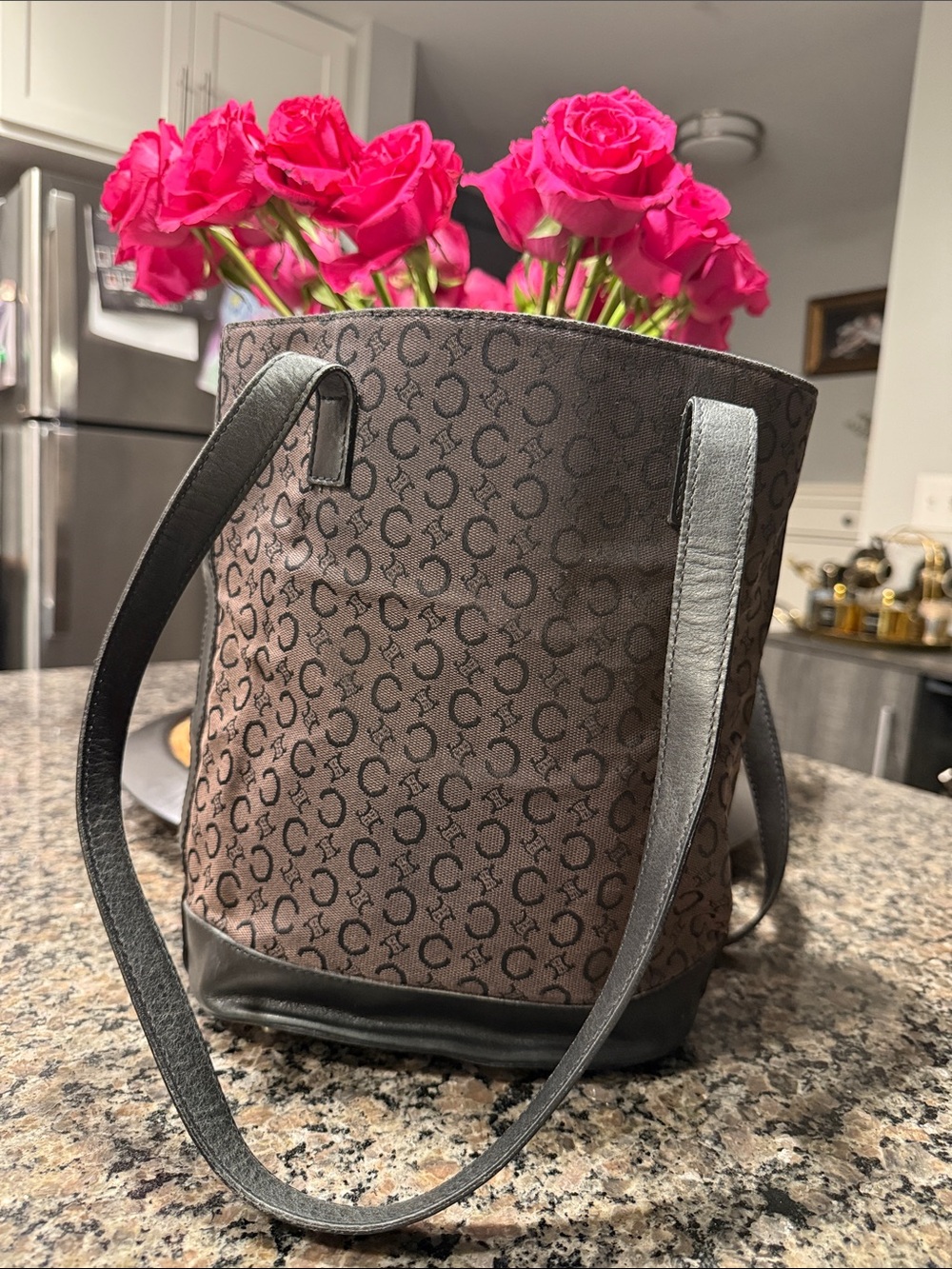 Authentic Celine Brown Monogram Tote Bag